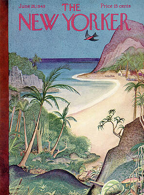 Tropical Beach Scene with Palm Trees Wall Art