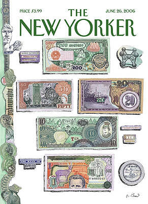 Currency Collage on Magazine Cover Painting
