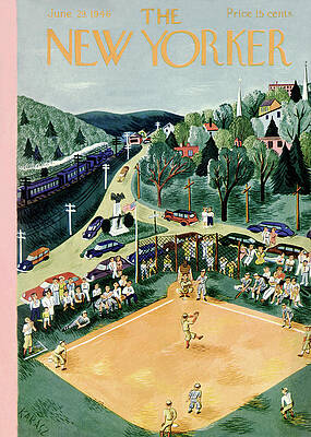 Vintage Baseball Game Scene Painting