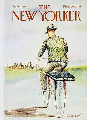 Cyclist Approaching City Painting