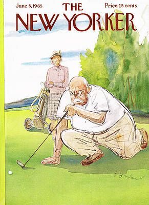 Vintage Golf Scene with Elderly Player Painting