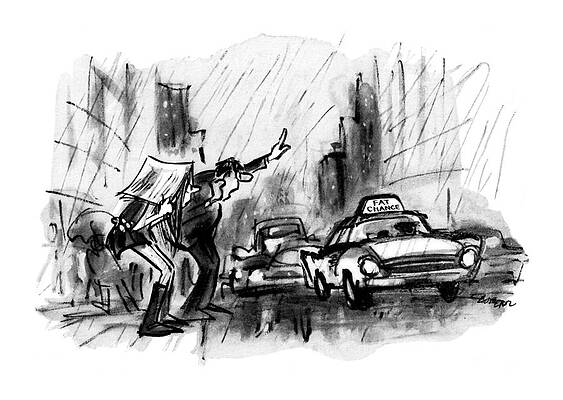 Rainy City Taxi Scene Wall Art