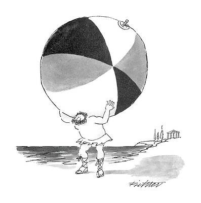 Atlas Wall Art featuring the drawing New Yorker June 6th, 1988 by Mischa Richter