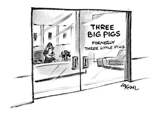 Pig Drawing - New Yorker June 7th, 1999 by Lee Lorenz
