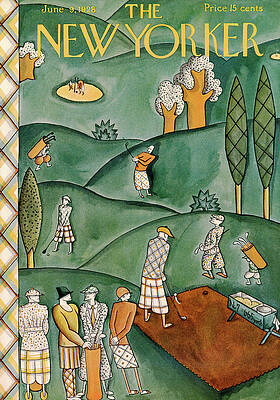 Vintage Golfers on a Hillside Painting