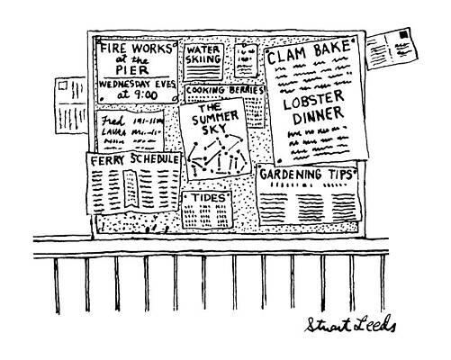 Ferry Wall Art featuring the drawing New Yorker June 9th, 1986 by Stuart Leeds