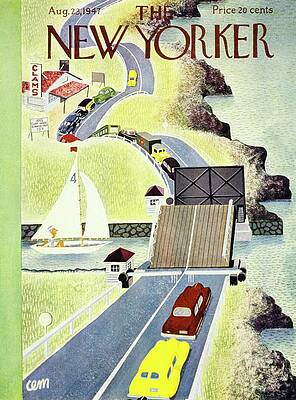 Coastal Wall Art featuring the painting New Yorker  August 23, 1947 by Charles E Martin