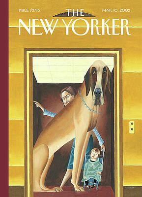 Giant Dog and Family in Elevator Wall Art