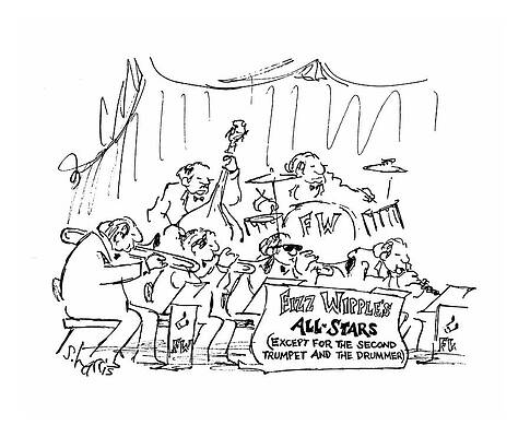 Jazz Band Cartoon Wall Art
