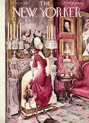 Elegant Lady by the Fireplace Wall Art