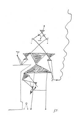 Intricate Geometric Structure Drawing