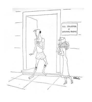 Man Leaving IRS Office Drawing