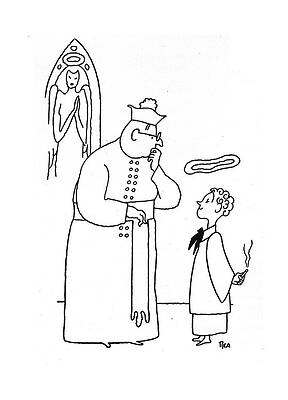 Prayer Drawing - New Yorker March 1st, 1941 by Gardner Rea