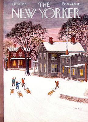 Children Sledding in Winter Painting