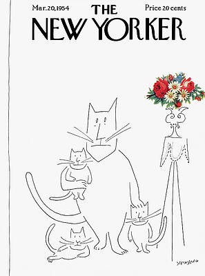 Cat Family and Flowers Wall Art