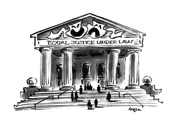 Courthouse with Theater Masks Drawing