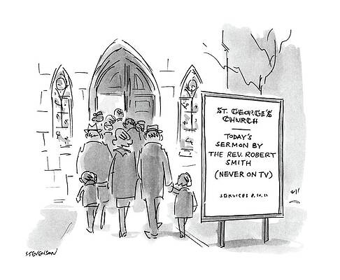 Church Wall Art featuring the drawing New Yorker March 21st, 1988 by James Stevenson