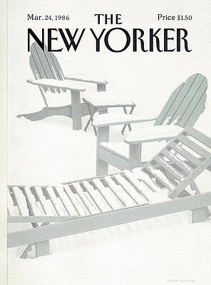 Snow-Covered Adirondack Chairs Painting