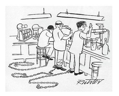Laboratory Drawing - New Yorker March 25th, 1950 by Mischa Richter