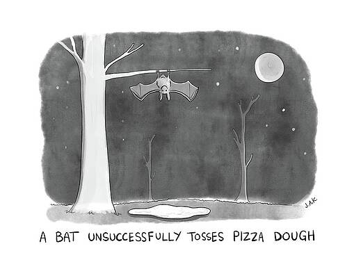 Bat Tossing Pizza Dough Drawing