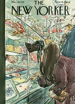Busy New Yorker Store Scene Painting