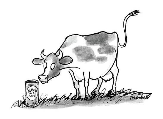 Cow Wall Art featuring the drawing New Yorker March 7th, 1988 by Frank Modell