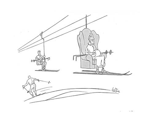 Ski Drawing - New Yorker March 9th, 1940 by George Price