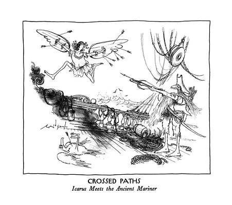 Shoot Wall Art featuring the drawing New Yorker March 9th, 1992 by Ronald Searle