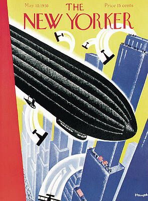 Airship over New York City Painting