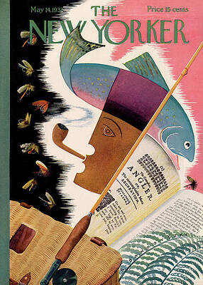 New Yorker Cover with Fishing Theme Wall Art