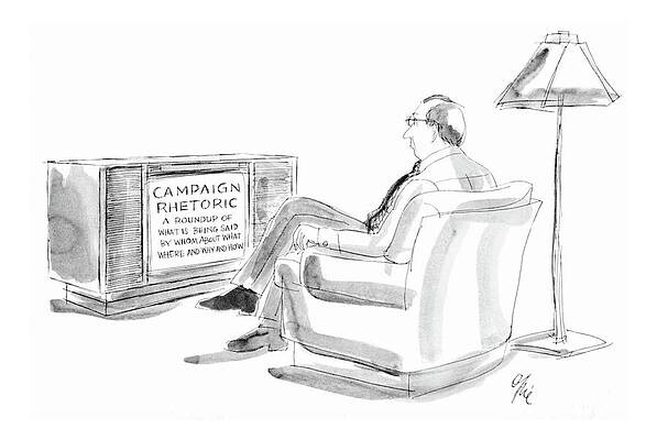 Watching Drawing - New Yorker May 14th, 1984 by Everett Opie