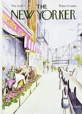 Cafe Scene Near Manhattan Bridge Wall Art