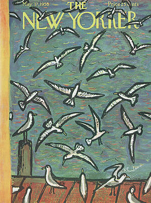 Seagulls in Flight Over the Pier Painting