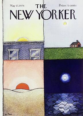 New Yorker Cover with Four Scenic Vignettes Wall Art