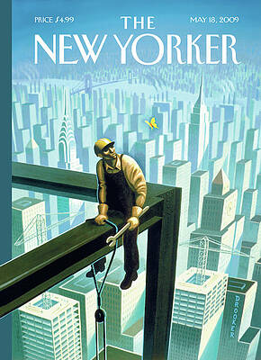 Worker Overlooking Cityscape Painting