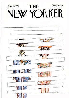 Vintage New Yorker Cover with Striped Effect Painting