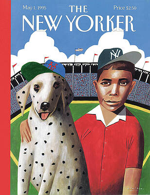Boy and Dalmatian at Baseball Game Wall Art