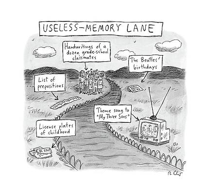 Memory Wall Art featuring the drawing New Yorker May 1st, 2017 by Roz Chast