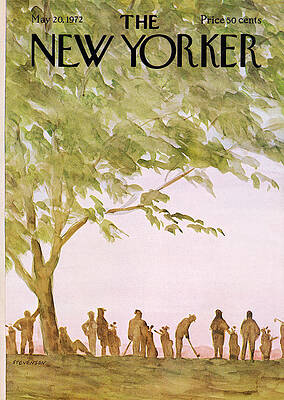 Golfers Under a Shady Tree Painting