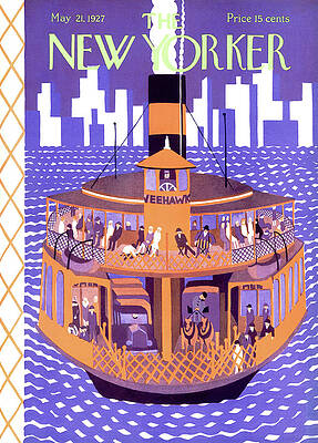 Vintage Ferry in New York Harbor Wall Art