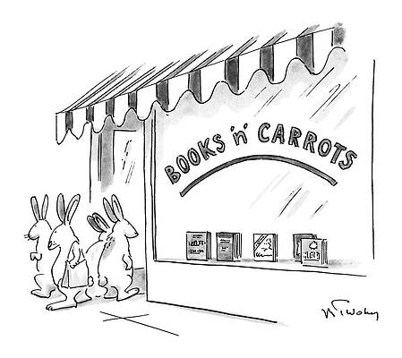 Rabbits at a Book Store Drawing