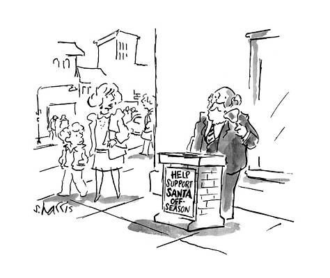 Santa Claus Wall Art featuring the drawing New Yorker May 25th, 1998 by Sidney Harris