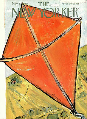 Bright Red Kite in the Sky Painting