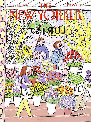 Flower Shop Scene on New Yorker Cover Wall Art