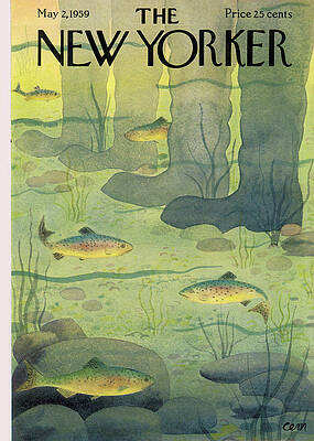 Underwater View with Trout and Waders Painting