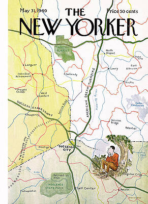 New Yorker May 1969 Cover Map Wall Art