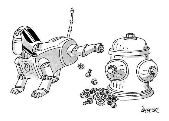 Robot Dog Beside Fire Hydrant Drawing