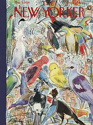 Colorful Birds on New Yorker Cover Painting