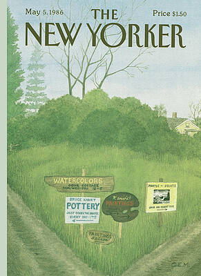 Watercolor Wall Art featuring the painting New Yorker May 5th, 1986 by Charles E Martin