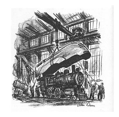 Industrial Scene with Train Assembly Drawing